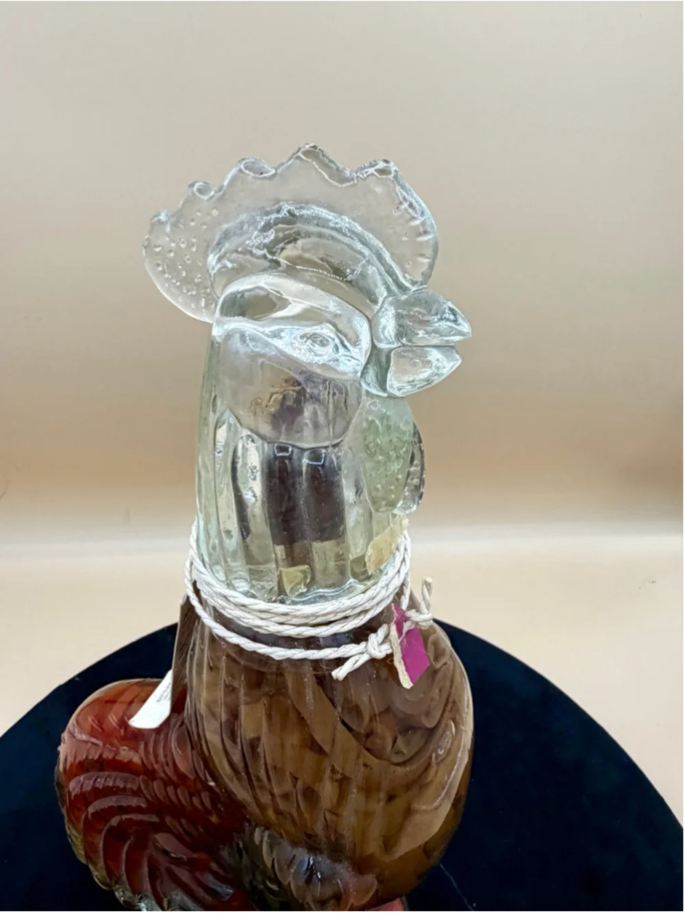 Shonfeld's Rooster Shaped Decorative Vinegar Bottle, One Size, Clear and Red